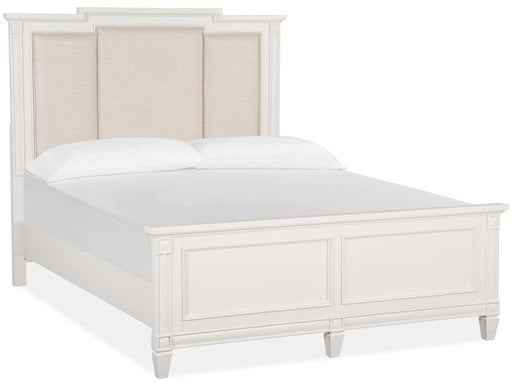 Magnussen Furniture Willowbrook Queen Panel Bed with Upholstered Headboard in Egg Shell White Bed Furniture City Furniture City (CA)l
