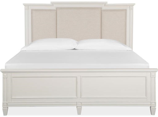 Magnussen Furniture Willowbrook King Panel Bed with Upholstered Headboard in Egg Shell White Bed Furniture City Furniture City (CA)l