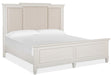 Magnussen Furniture Willowbrook Cal King Panel Bed with Upholstered Headboard in Egg Shell White Bed Furniture City Furniture City (CA)l