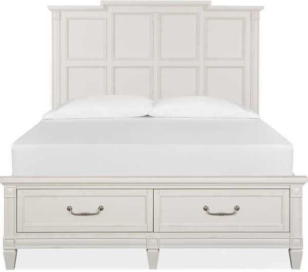 Magnussen Furniture Willowbrook Queen Storage Bed in Egg Shell White Bed Furniture City Furniture City (CA)l