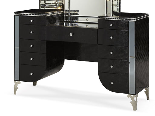 AICO Hollywood Swank Upholstered Vanity in Black Iguana 03058-81 Vanity Furniture City Furniture City (CA)l