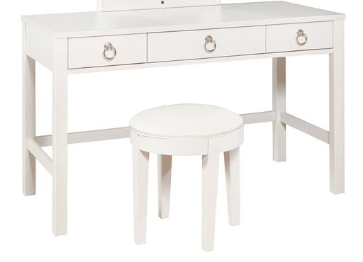 Samuel Lawrence Bella Kids 3 Drawer Vanity Desk and Upholstered Stool Set in White Vanity Furniture City Furniture City (CA)l